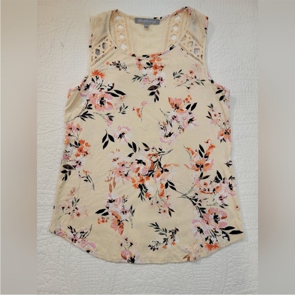 Daniel Rainn Petite XS Lace Tank Top Cream Pink Orange - Picture 4 of 12